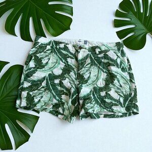 OLD NAVY Tropical Palm Leaf Linen Blend Shorts Size 12